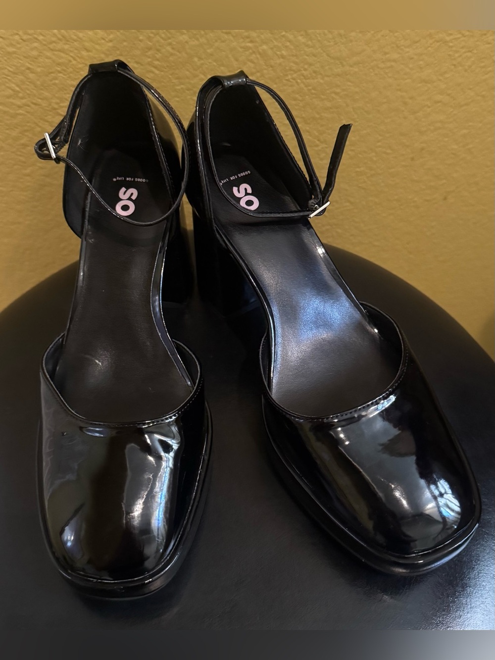 Kohl's Black Patent Ankle-Strap Block Heel Pumps